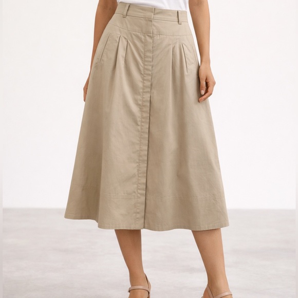 Dalia Collection Dresses & Skirts - Dalia Collection Chic Beige A-Line Women's Skirt size 4 100% cotton